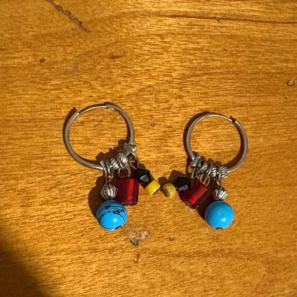 Colorful Beaded Hoop Earrings
